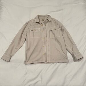 Madewell Garment Dyed Light Tan Work Shirt Jacket Straight Hem